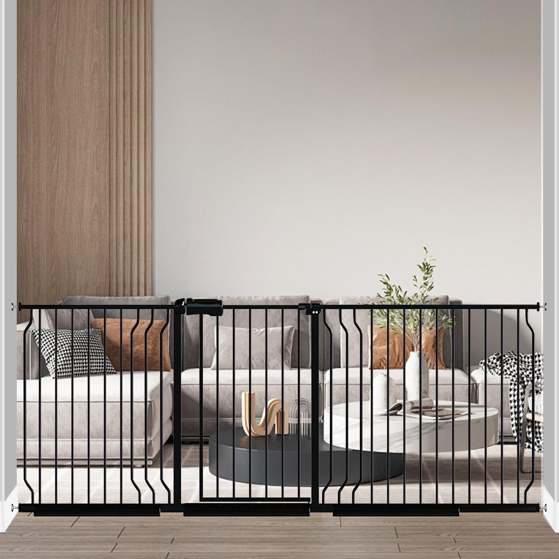 Fairy Baby Extra Wide Baby Gate 81.1-85.8 Inch Wide, Walk Through Pressure Mounted No Drill, Long and Large Tension Dog Gate for Pet and Kids