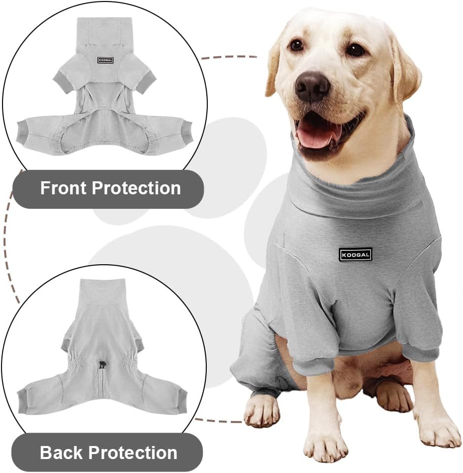 Dog Pyjamas PJS Sweater Clothes and Home Clothing Suitable for Small to Medium Breeds of Dogs, Dog Neutering Suits, Extra-Large Stretch Fabric, Four-Legged Clothes(Thin Gray, L)