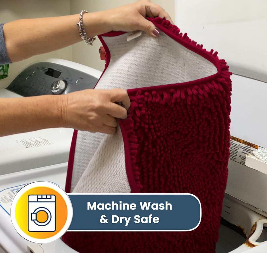 Muddy Mat® Shown on TV – Super Absorbent Door Mat Indoor, Microfiber Quick Dry Chenille Entryway Rug, Non-Slip Front Door Mat, Indoor Mats for Entryway, Machine Washable Pet Rug, Maroon 24"x36"