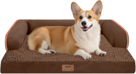 Dog Bed Medium Size Dog-Orthopedic Waterproof Bed for Dogs,Foam Couch Sofa with Washable Removable Cover & Non-Slip Bottom-Coffee