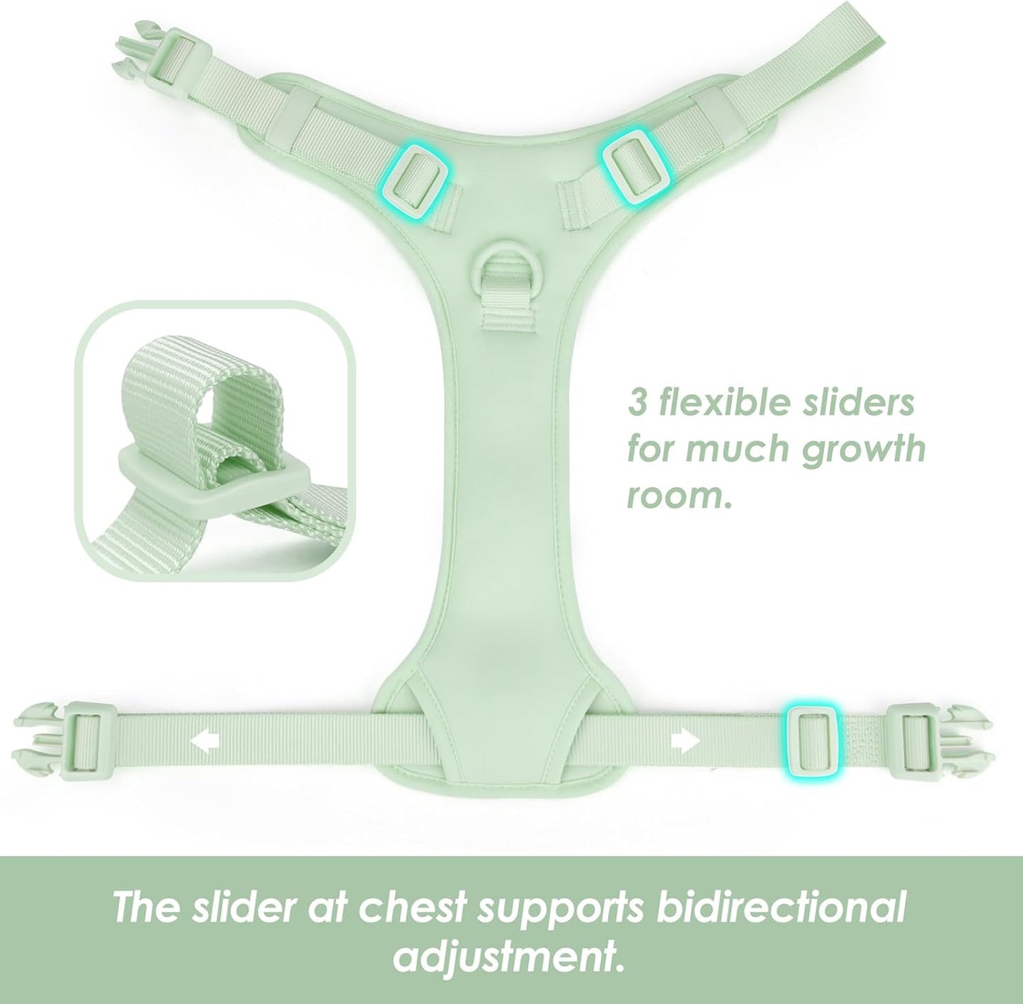 No Pull Dog Harness, Puppy Vest with Front Clip for Small Medium Large Sized Dog(Light Green,XL)