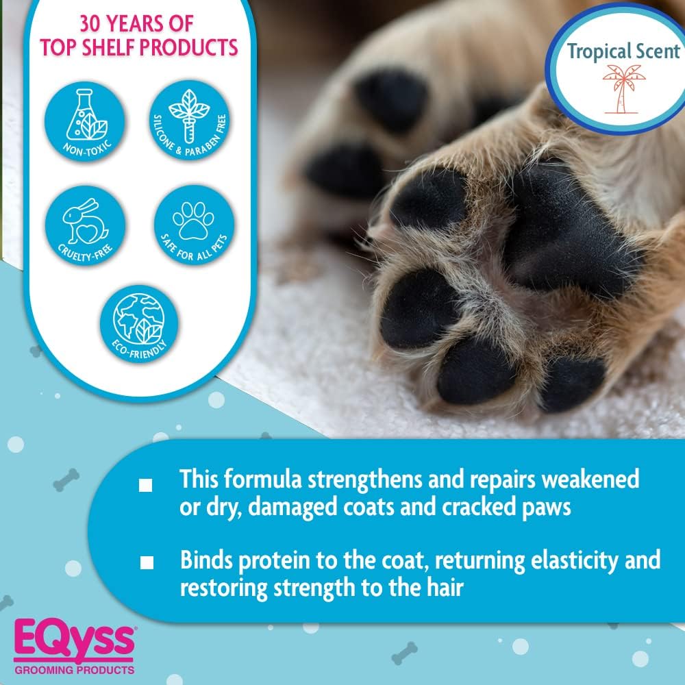 EQyss Mega-Tek Pet Rebuilder - Strengthen & Repair Dry Damaged Coat, Nose, Skin, Cracked Paw Pads - Safe for Dogs, Cats, & Puppies, pH Balanced (8 oz)