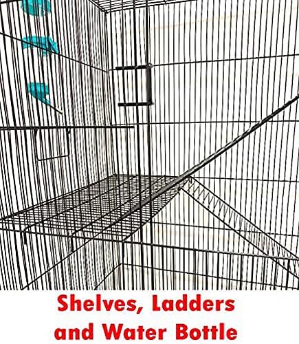 X-Large 5-Levels Tight 3/8-inch Bar Spacing Ferret Chinchilla Sugar-Glider Rats Mice Gerbil Chew Free Cage with Removable Rolling Stand, 31-Inch by 19-Inch by 55-Inch