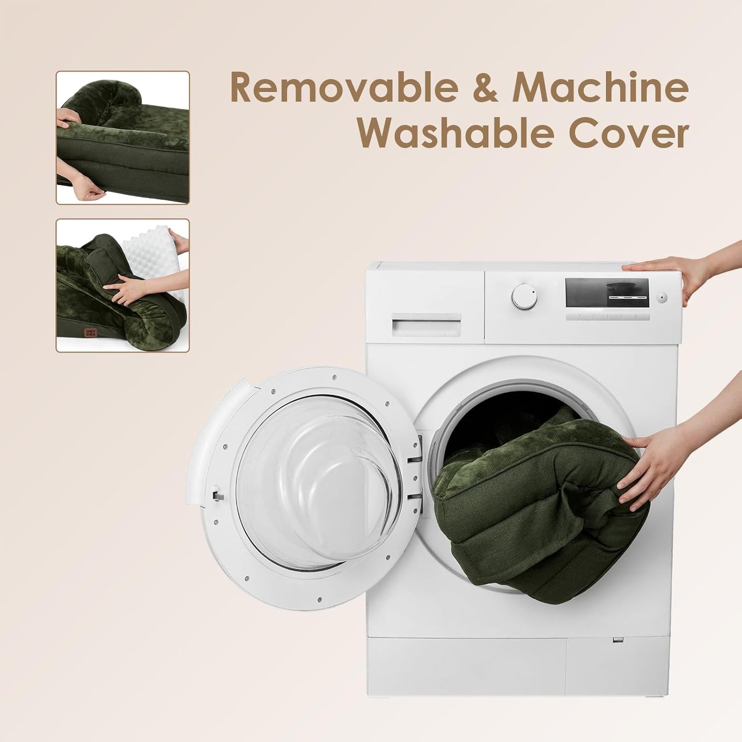 EHEYCIGA Orthopedic Dog Beds for Large Dogs, Waterproof Memory Foam Large Pet Bed with Sides, Non-Slip Bottom and Egg-Crate Foam Dog Couch Bed with Washable Removable Cover, Dark Green