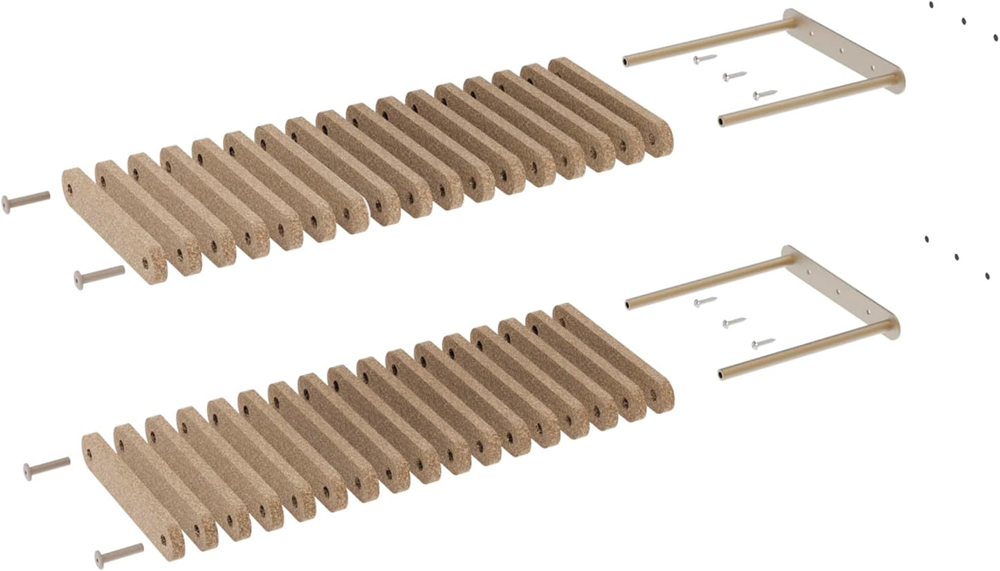 Wall Mounted Cat Steps Short Shelves (2) by Pryde Pets - Stairs for Walkways, 100% Sustainable PET Felt Feline Enrichment Climber Furniture for Indoor Cats, Modern Climbing Gym Design (Oatmeal)