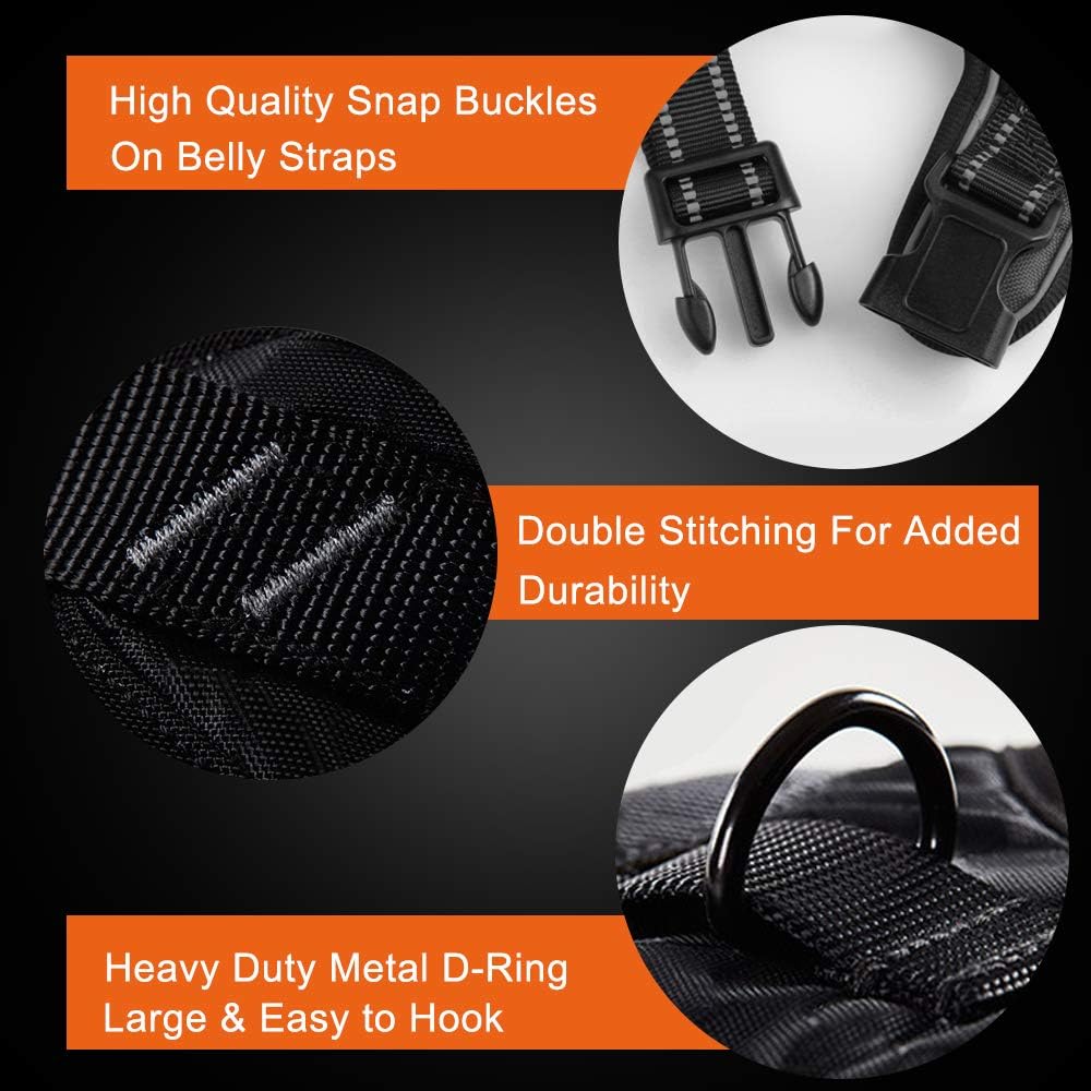 PHOEPET Reflective Dog Harness No Pull Large Breed Vest with 2 Metal Leash Attachment Hooks(XL, Pink)