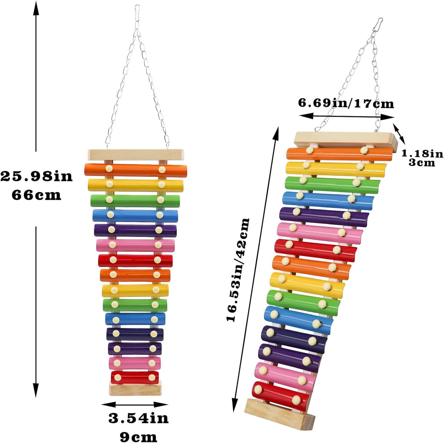 Dnoifne Large Colorful Chicken Xylophone Toy, Hanging Funny Xylophone Toy with 15 Metal Keys, Cage Toy Accessories for Chicken Chick Bird Parrot Parrot Parakeet Budgies Love Birds
