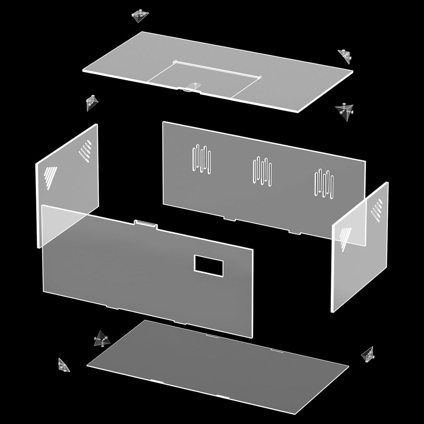 Acrylic Tarantula Enclosure, Reptile Terrarium Breeding Tank w/Temperature Hygrometer,Habitat Reptiles Feeding Box Isopod Terrarium Cage for Insect Lizard Home Office (Reptile-Tank-S(No Tray))