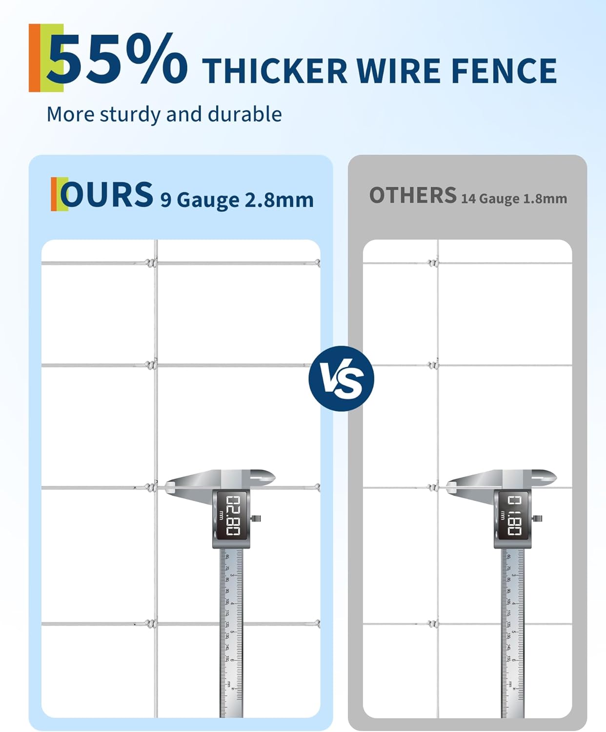9GA Thickened Heavy Duty Cattle Farm Fence, 4ft x 328ft Galvanized Goat Deer Fence, Heavy Zinc Coating Hog Wire Fencing for Farm Livestock Animals Protection