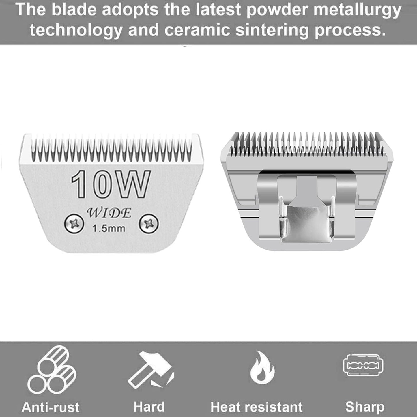 4PCS Wide Blades for Dog Grooming Blades Compatible with Andis,Oster A5,Wahl km10 Dog Clippers Stainless Steel Blades for Animal Dog,Cat,Horse,Silver Size: #10W+30W+5FW+7FW