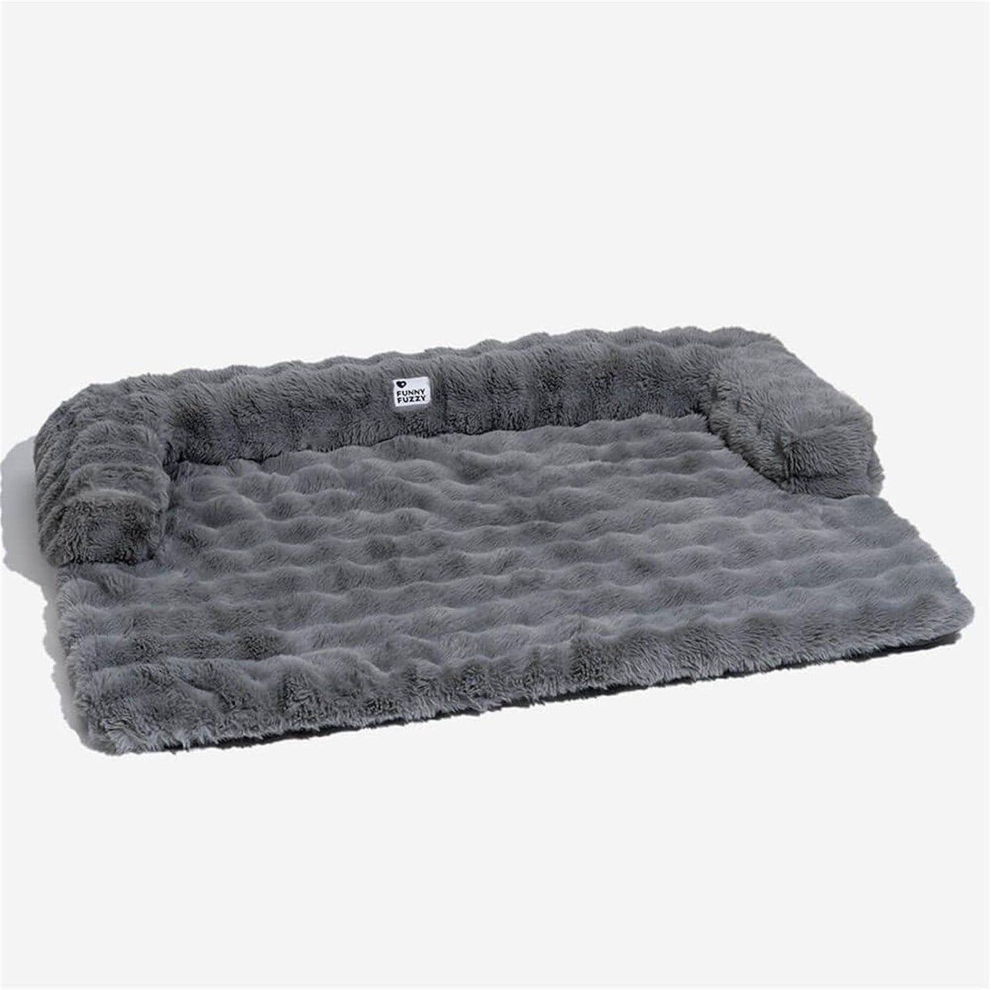 FUNNY FUZZY Pet Fluffy Fuzzy Couch Cover, Calming Washable Dog Bed Sofa Protector Pets Mat for Small Medium Dogs and Cats (Grey,33.45 × 28.35 × 5.51 in)
