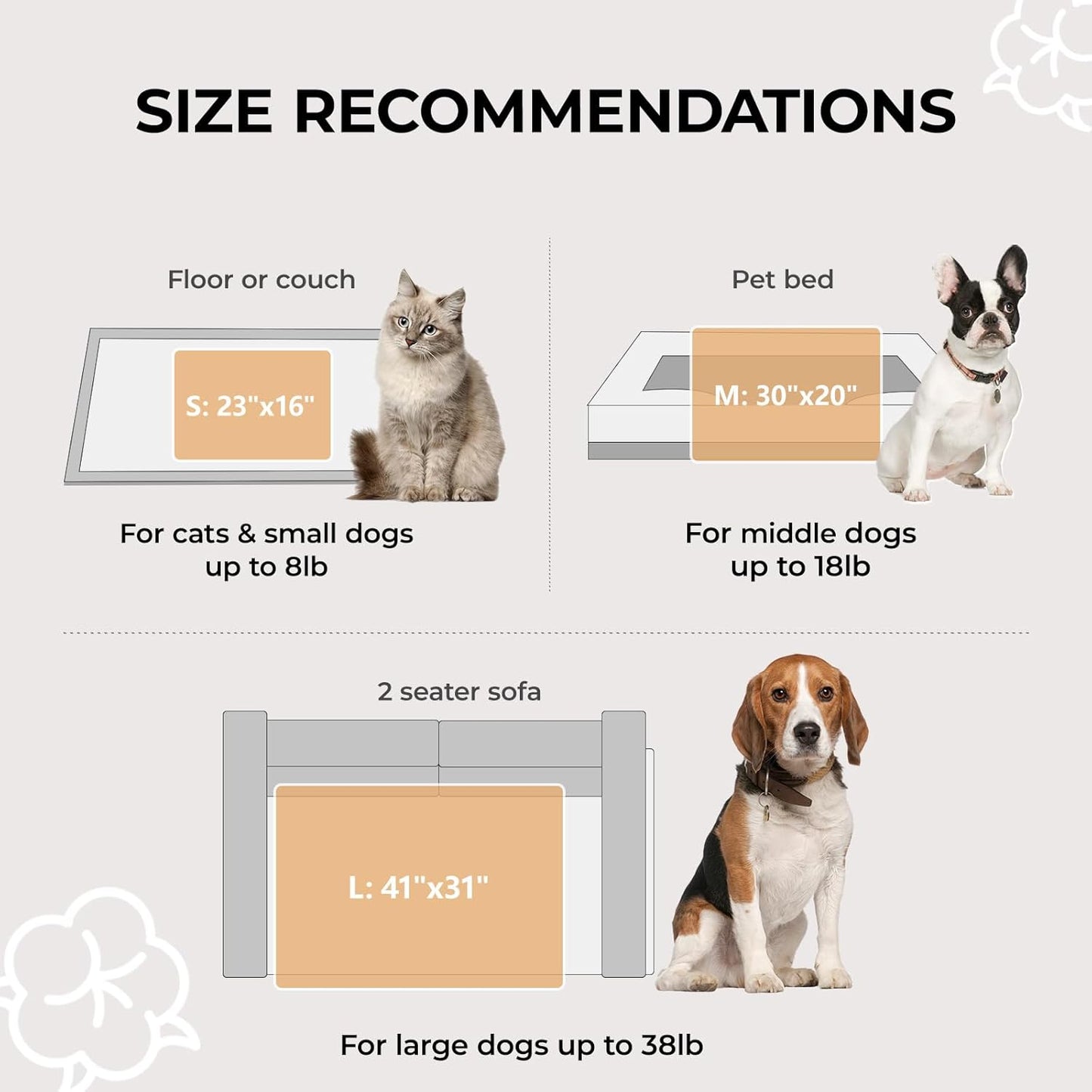 1 Pack 3 Calming Blankets Fluffy Premium Fleece Pet Blanket Soft Sherpa Throw for Dog Puppy Cat Beige Small (23" x16'')