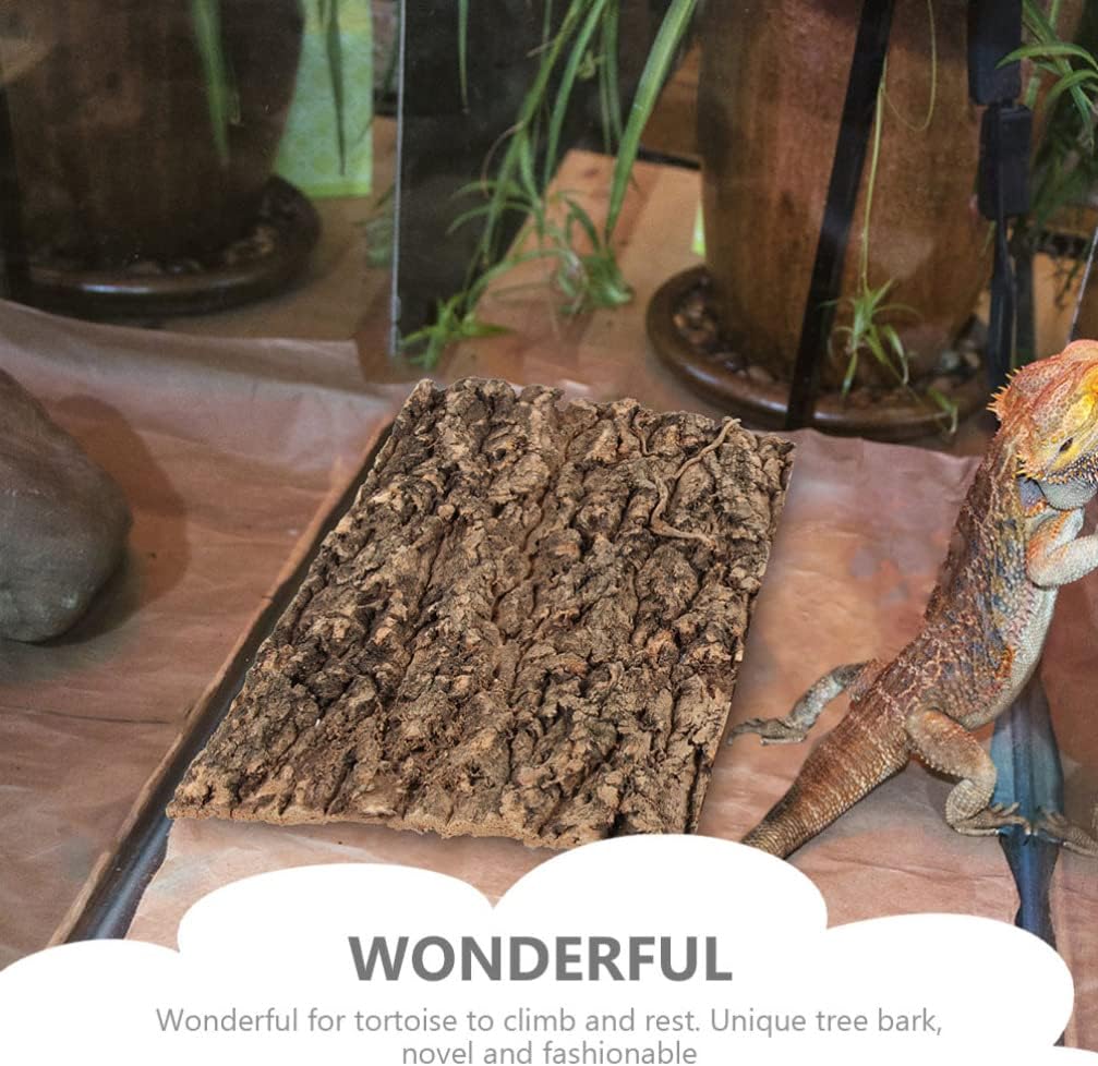 Totority Cork Bark 3Pcs Plants Decor Cork Terrarium Background, Cork Tile Background Decorative Tree Bark Adornment Reptile Climbing Plaything for Gecko Lizard Tortoise Frog Bearded Dragon Tank Access