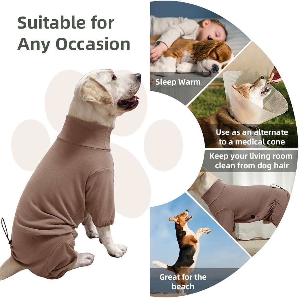 Dog Pyjamas PJS Sweater Clothes and Home Clothing Suitable for Medium to Large Breeds of Dogs, Dog Neutering Suits, Extra-Large Stretch Fabric, Four-Legged Clothe(Thickened Coffee, XL)