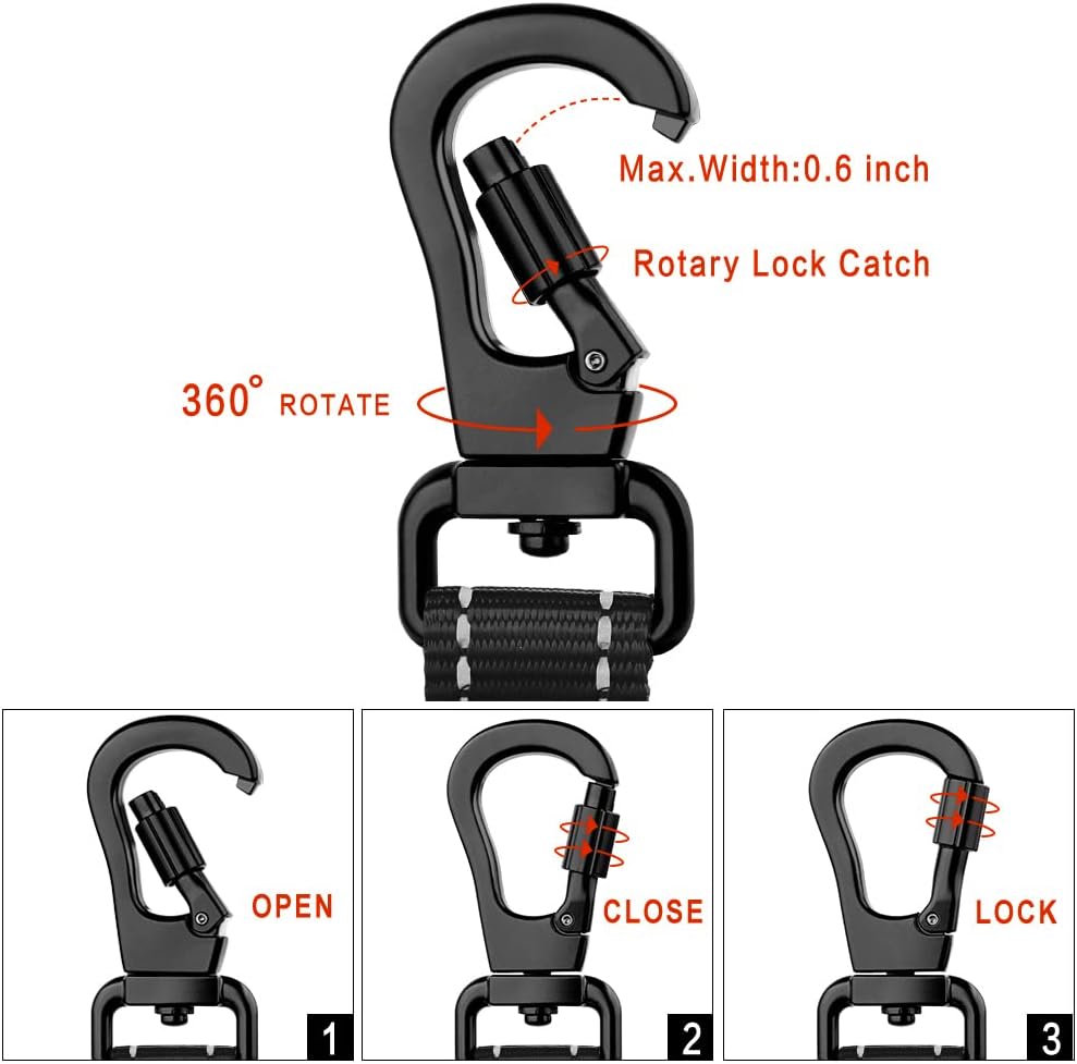 PLUTUS PET Short Training Dog Leash with Padded Handle for Medium Large Big Dogs,18 Inch Heavy Duty Strong Traffic Leash with Carabiner Clip for Climbing Walking or Guiding Blind（18”，Black