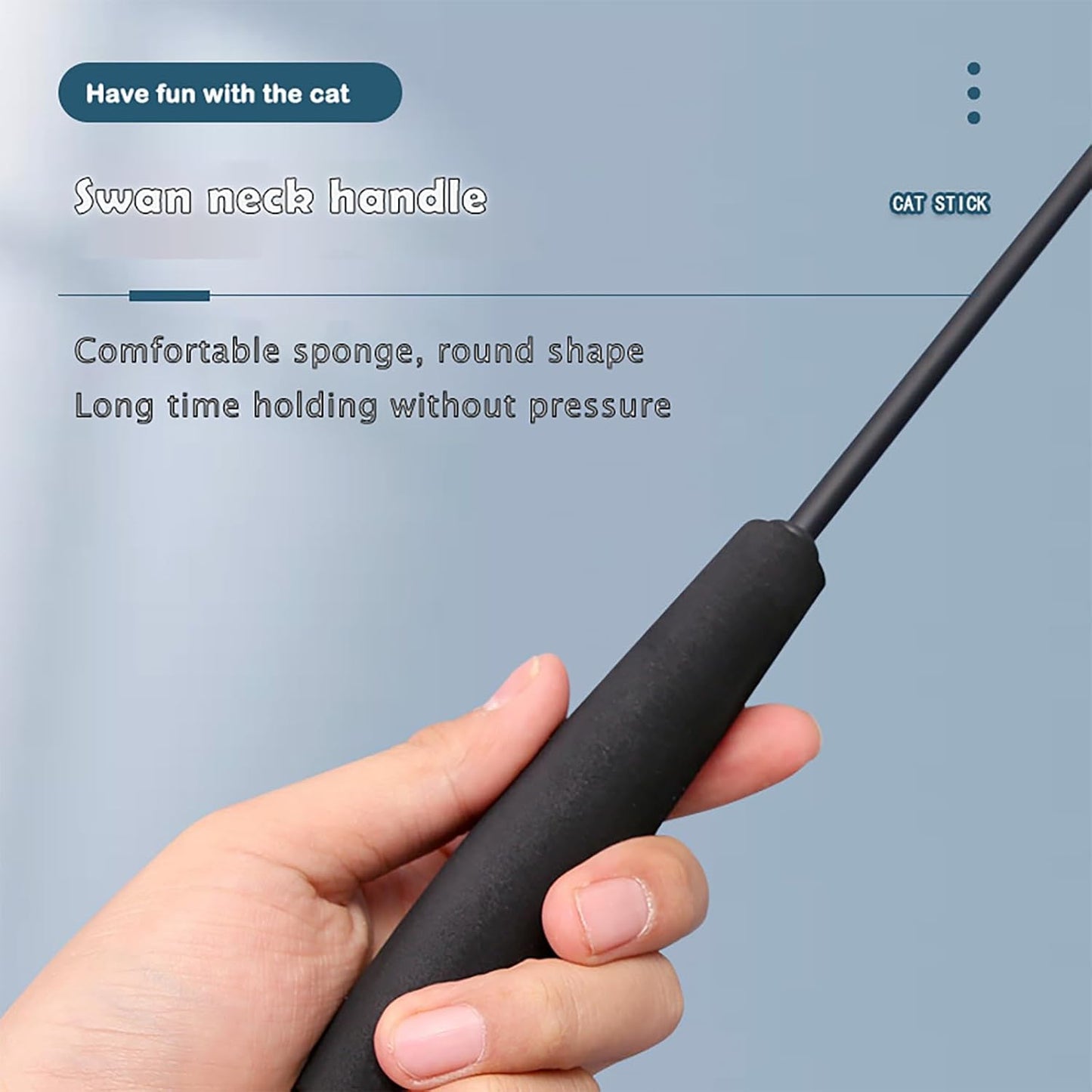 Interactive Cat Wand Toy with Cat Dancer, Retractable Feather Fox Tail Teaser for Indoor Cats, Enrichment Play Kittens to Senior Cats(Arctic White)