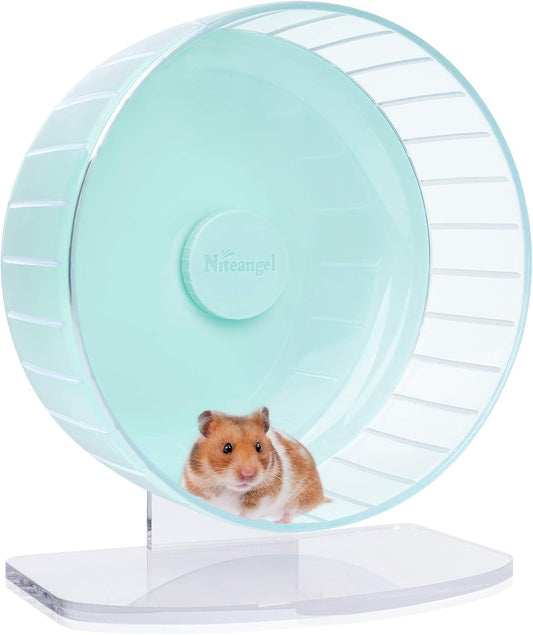 Niteangel Super-Silent Hamster Exercise Wheels: - Quiet Spinner Hamster Running Wheels with Adjustable Stand for Hamsters Gerbils Mice Or Other Small Animals (L, Mint Green)