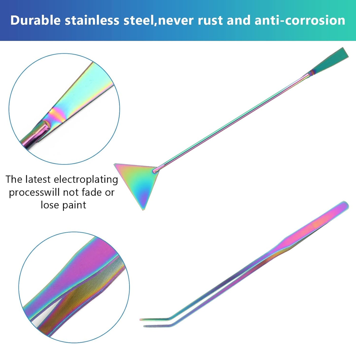 4 in 1 Quarium Aquascape Tools Kits, Anti-Rust Stainless Steel Aquatic Plant Aquascaping Tweezers, Scissors, Spatula for Aquarium Tank Cleaning Fish Tank Aquascape Tools Sets