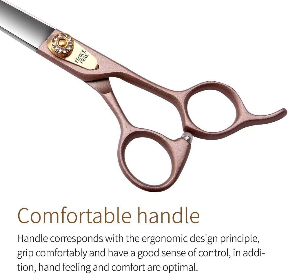 Fenice Peak 7.5'' Dog Straight Scissors for Grooming 440C Stainless Steel Rose Gold Professional Pet Trimming Scissors Sharp Blades Cutting for Dogs and Cats Shears