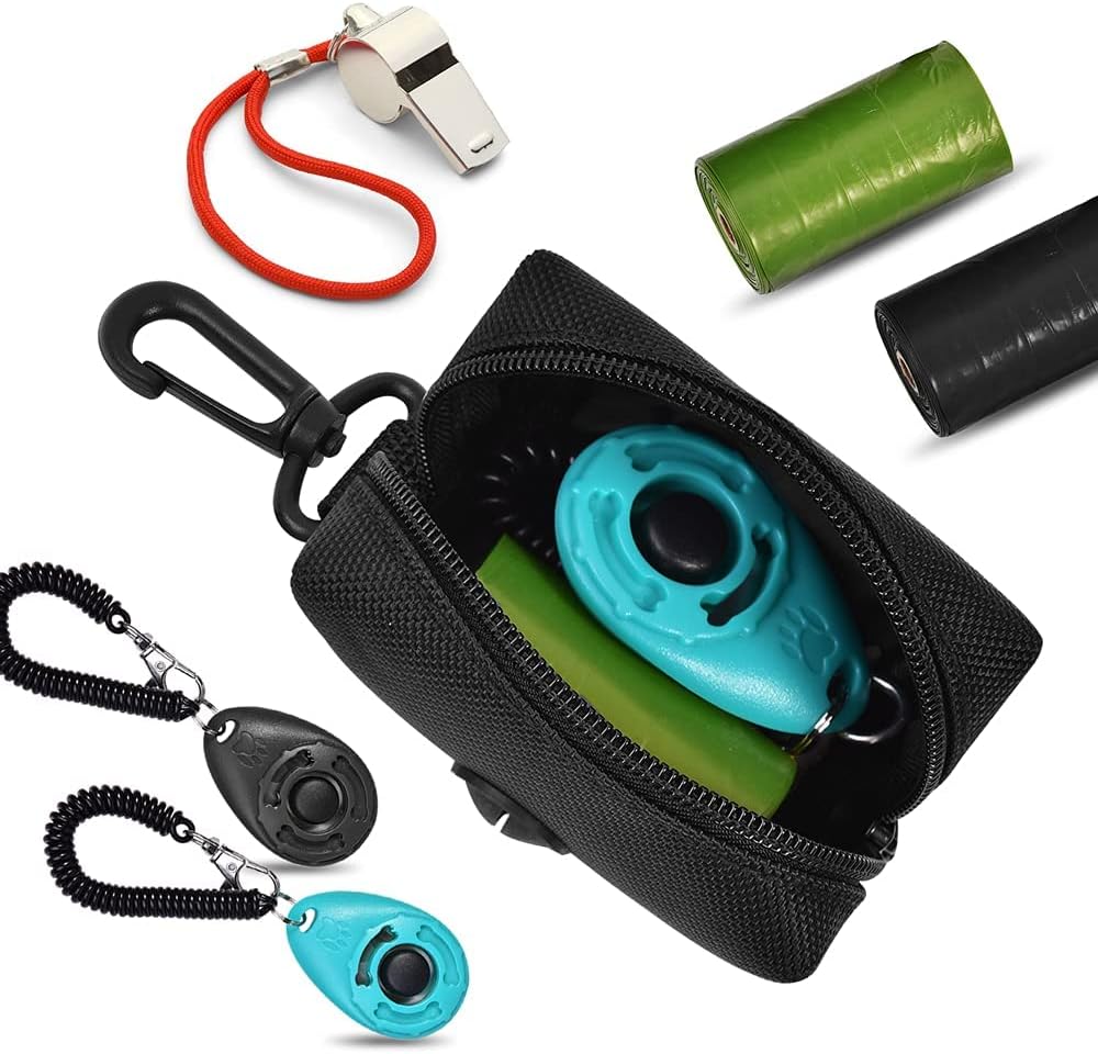 Dog Waste Bag Dispenser Pet Poop Bags Holder for Doggie Waste Bags Dispensers Soft Fabric Zipper Small Doggy Puppy Pouch for Leash Accessory Attachment with Carrier,2PCS Black