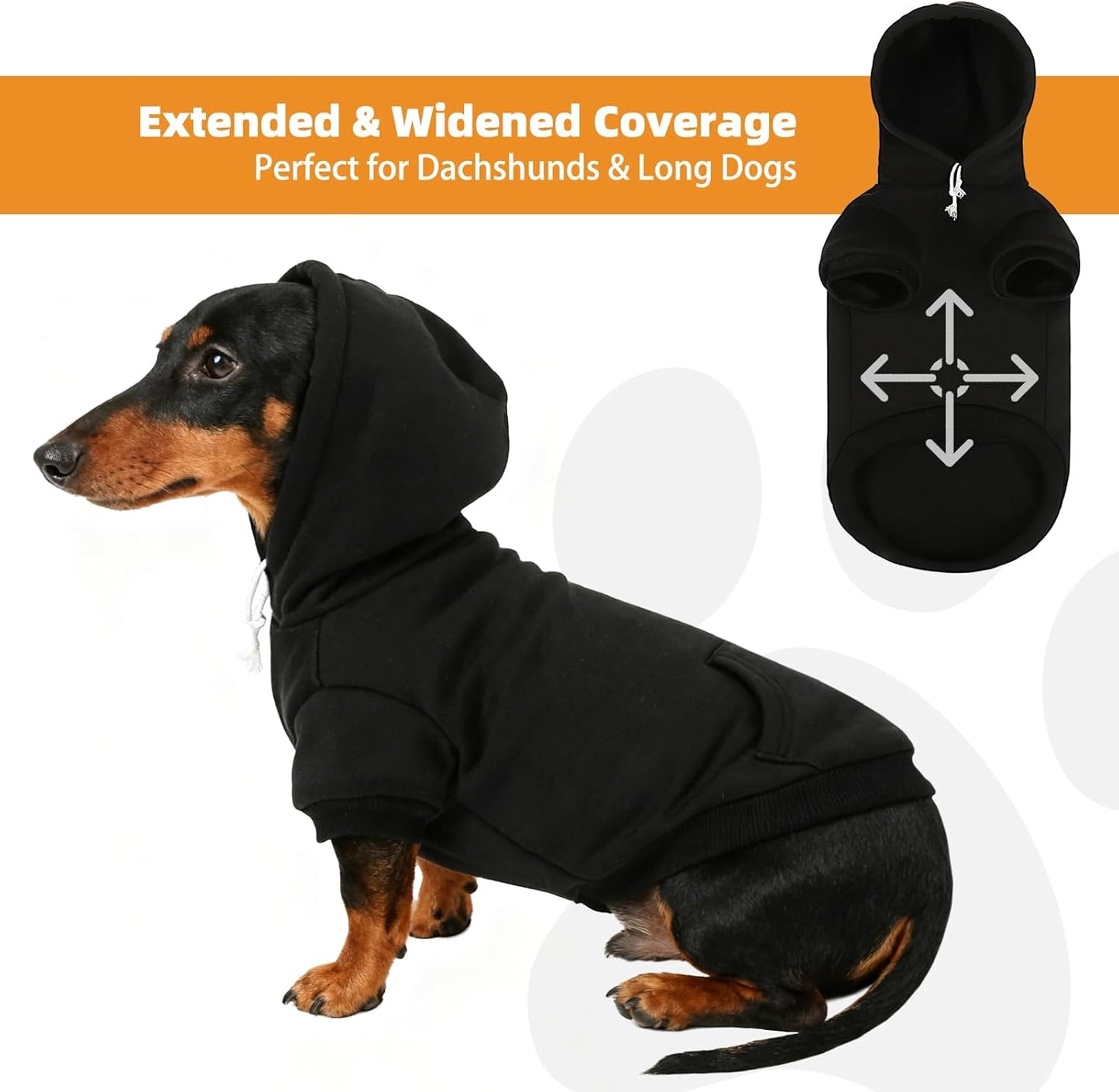 KOOLTAIL Dachshund Dog Hoodie - Soft and Warm Dogs Hoodie Sweater with Leash Hole and Pocket, Pet Winter Coat, Cold Weather Clothes Sweatshirt for Small Medium Large Dogs Puppy Cat Boys Girls XL
