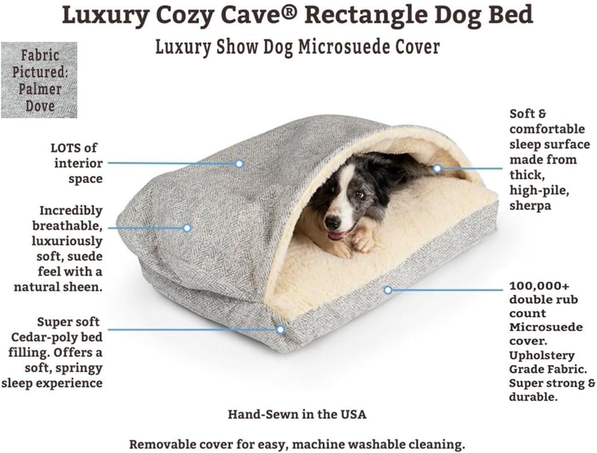 Snoozer Pet Products Luxury Rectangle Cozy Cave Dog Bed with Microsuede, Showdog Collection, Large, Palmer Indigo
