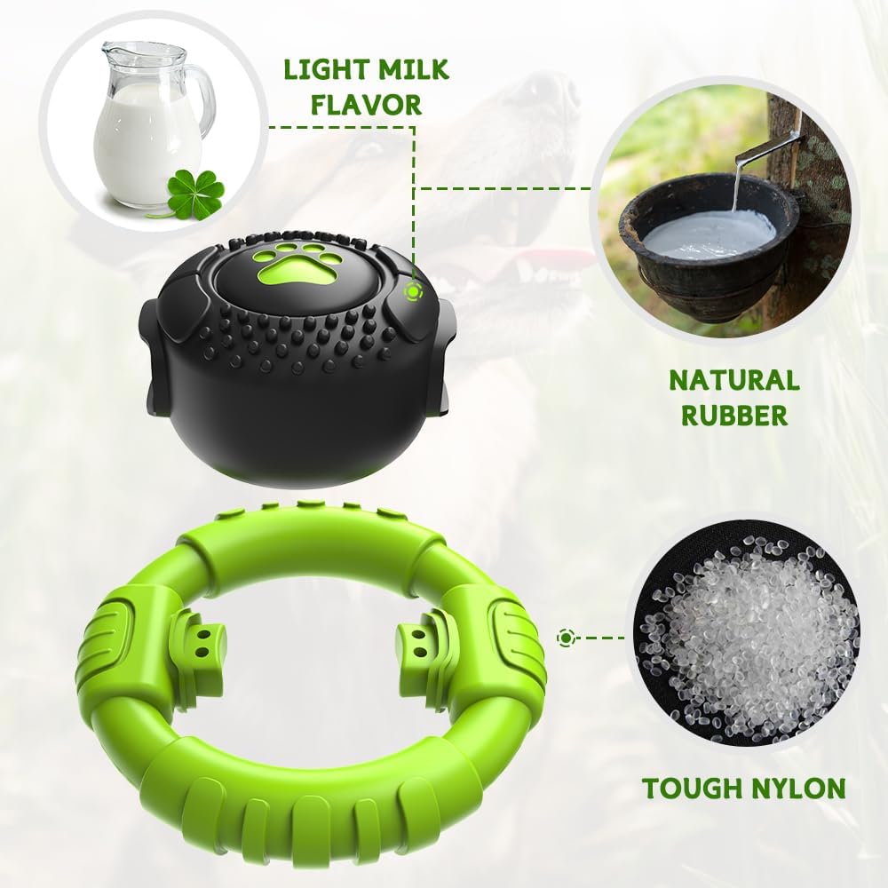 Dog Toys for Aggressive Chewers Large Medium Small Breed Indestructible Durable Tough Squeaky Dog Chew Toys to Keep Them Busy Nylon Rubber Interactive Dog Toys