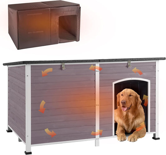 GUTINNEEN Dog House Insulated Outdoor Dog Kennel with Liner for Winter Extra Large
