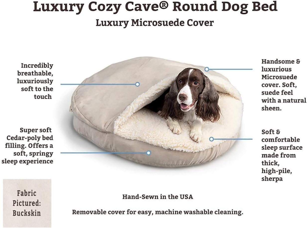 Snoozer Luxury Cozy Cave Dog Bed - Indoor Dog Bed with Cover Cave, Covered Calming Burrow for Medium & Large Sized Pets with Blanket Attached, Enclosed, Washable - XL, Barkely Black Diamond