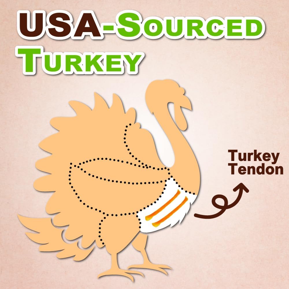 AFreschi Turkey Tendons for Dogs, USA-Sourced, Healthy Dog Treats, Rawhide-Free Puppy Chews, All Natural, Hypoallergenic Dog Treats, Classic Series, Turkey Tendon Wrapped Brown Rice Stick, 3.5 oz Pack