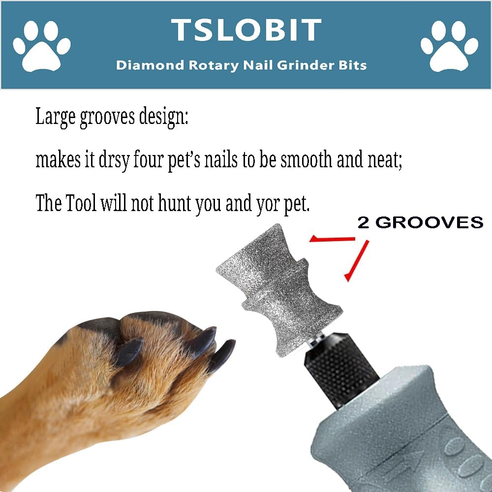 Diamond Dremel Dog Nail Grinder Attachment,1/8'' Pet Nail Grinder Wheel for Dremel Dog Nail Grinder, Diamond Rotory Bit for Dogs&Pets Nail Care（Large V）