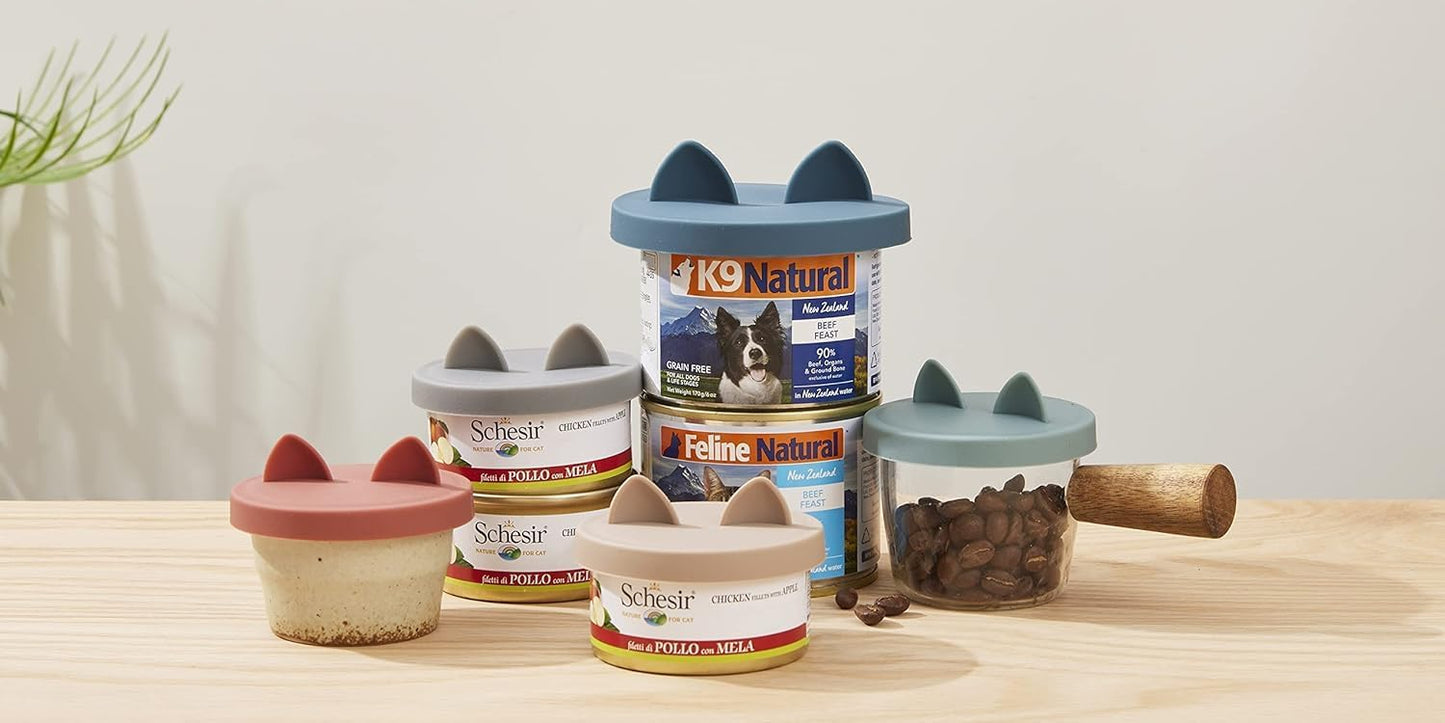 OHMO 2 Pack Dog Food Can Lids, (3, 12, 14oz etc.) Universal Size BPA Free Silicone Covers for Cat and Pet Food, Camo Green