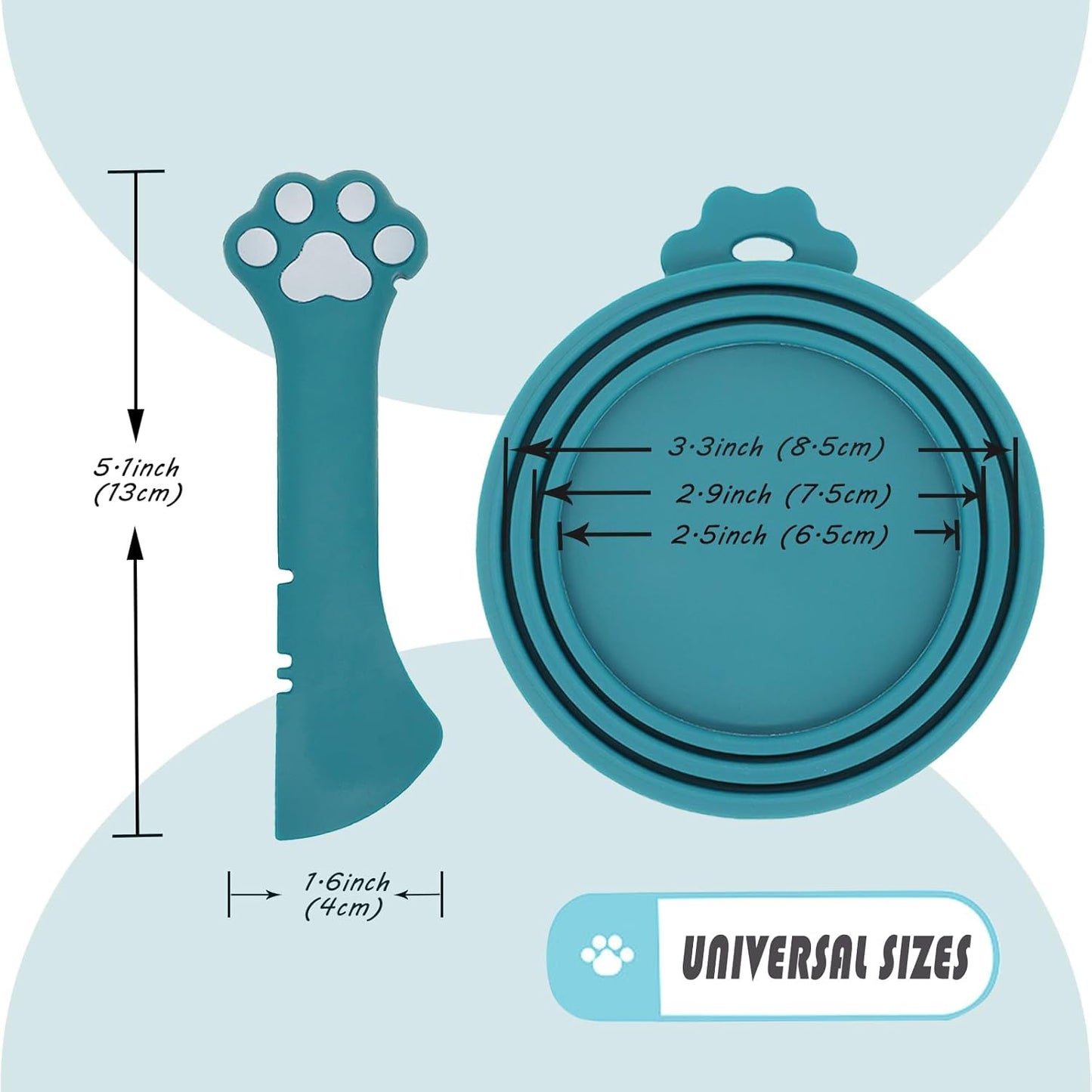 Pet Can Opener & 3 Pcs Cat Food Can Lids | Universal BPA Free Silicone Can Covers & Multi-Function Wet Food Spoon for Cat and Dog Food(Dark Blue)