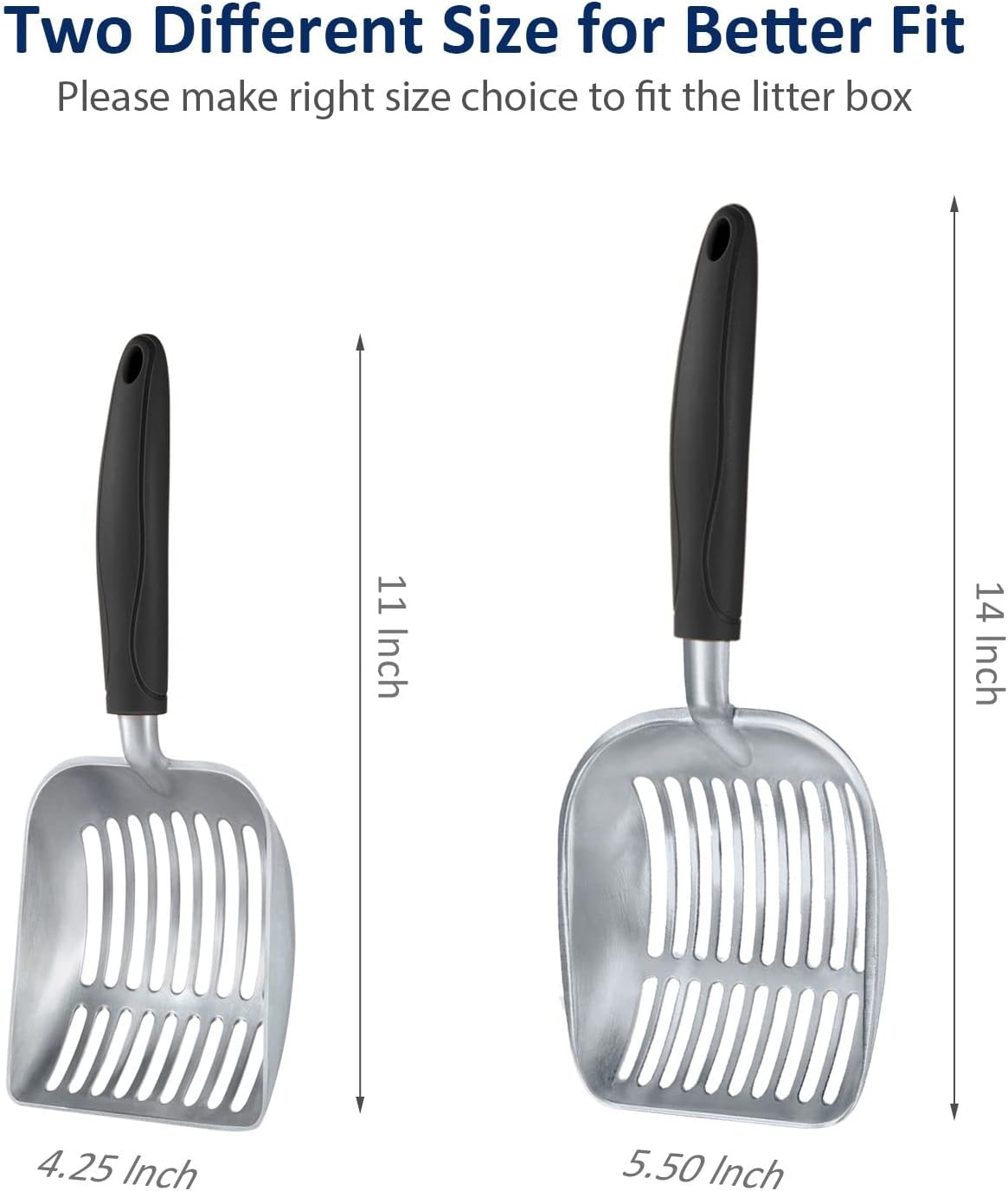 WePet Cat Litter Scoop, Aluminum Alloy Sifter, Kitty Metal Scooper, Deep Shovel, Long Handle, Poop Sifting, Kitten Pooper Lifter, Durable, Heavy Duty, for Litter Box