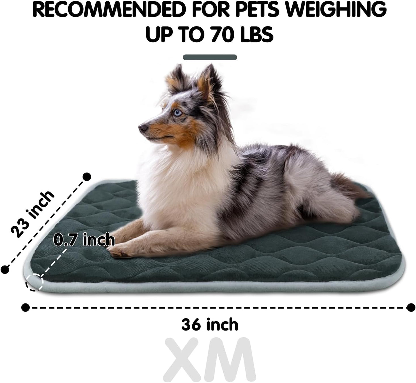 furrybaby Dog Bed Mat Flat Crate Mat with Anti-Slip Bottom Machine Washable Pet Kennel Pad for Dog Sleeping (XM 36x23'', Grey Mat)