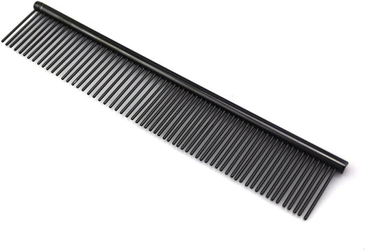 ZoCr Stainless Steel Pet Comb for Dogs Cats, Pet Grooming Comb with Different Spaced Rounded Teeth (Black)