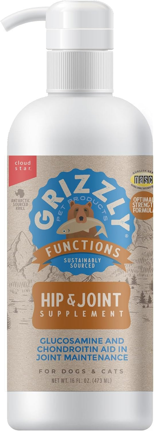 GRIZZLY PET PRODUCTS Joint Aid Liquid Hip and Joint Health Supplement Product for Dogs and Cats, 16 Ounce