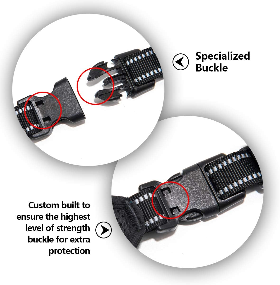 PHOEPET 2019 No Pull Dog Harness Medium Reflective Front Clip Vest with Handle,Adjustable 2 Metal Rings 3 Buckles,[Easy to Put on & Take Off](M, Purple)