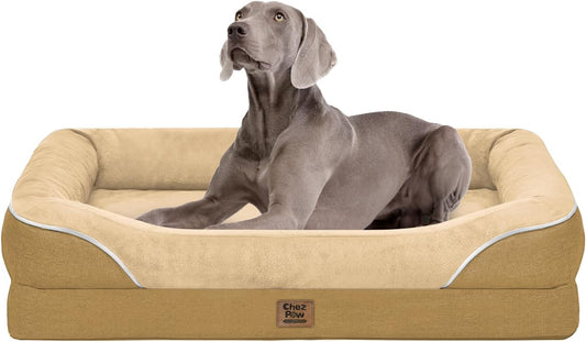 Washable Orthopedic Large Dog Bed - XL Large Dog Bed with Removable Bolsters Cover Foam Support Big Dogs Beds Non-Slip Bottom & Waterproof Pet Beds