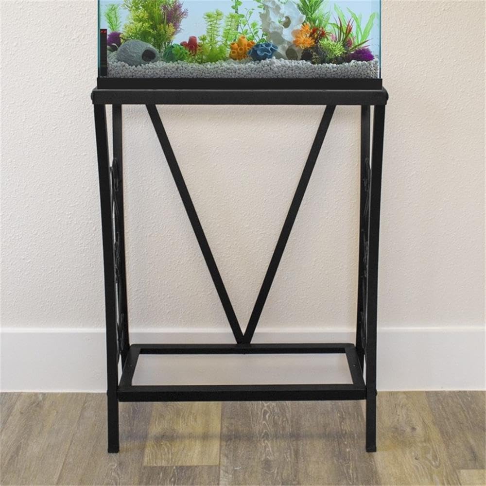 MAKLAINE Traditional Steel 10 Gallon Metal Aquarium Stand in Black