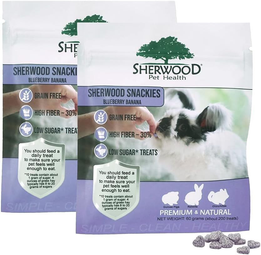 Sherwood Pet Health Snackies for Chinchillas, Rabbits & Guinea Pigs, Grain-Free, Real Fruit, Low Sugar and High in Fiber Treats in Multiple Flavors