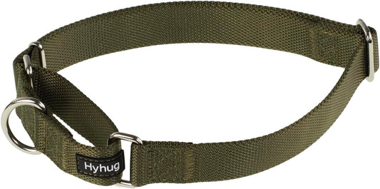 Hyhug Pets Premium Upgraded Heavy Duty Nylon Anti-Escape Martingale Collar for Boy and Girl Dogs Comfy and Safe - Professional Training, Daily Use Walking. (Army Green, Small)