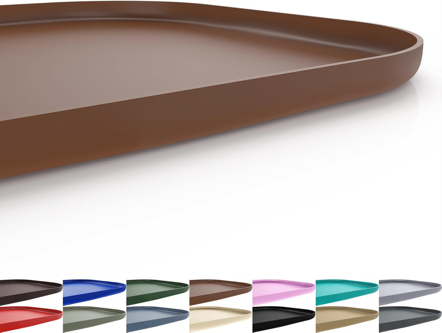 Silicone Pet Feeding Mat with Raised Edge for Food and Water, Dog Bowl Mats, Cat Bowls Placemat with High Lip for Floor Waterproof, Rubber Tray for Cats and Dogs 24 x 16 x0.8 Brown