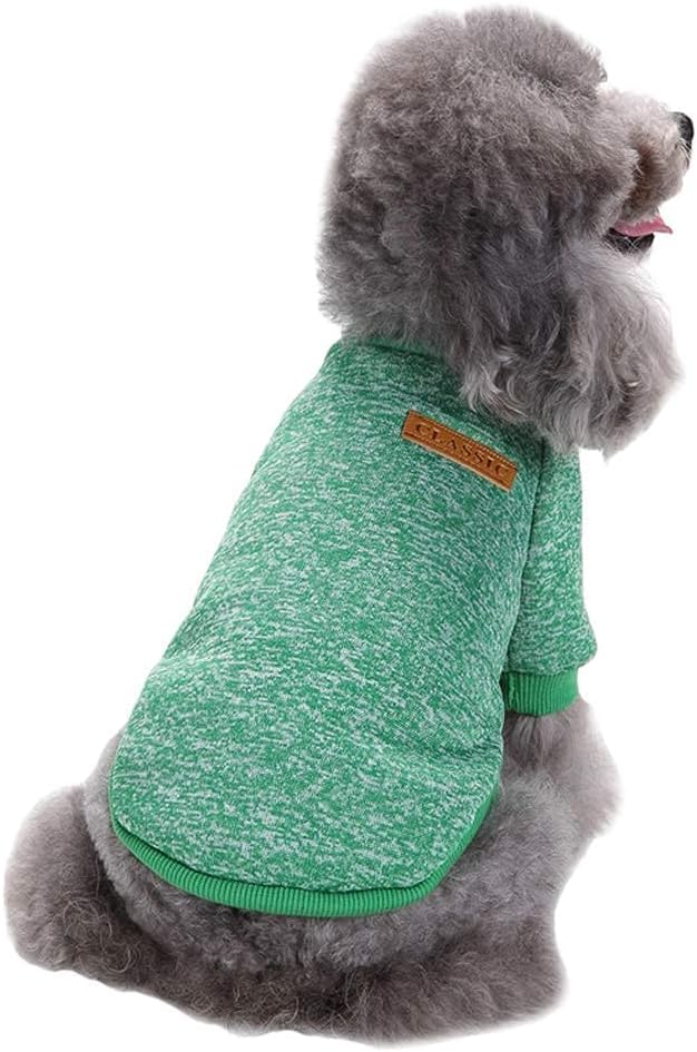 Jecikelon Dog Clothes Dogs Sweater Soft Puppies Clothing Winter Puppy Sweaters Warm Outfit for Dogs Small XXS XS Cat Apparel (Large, Green)