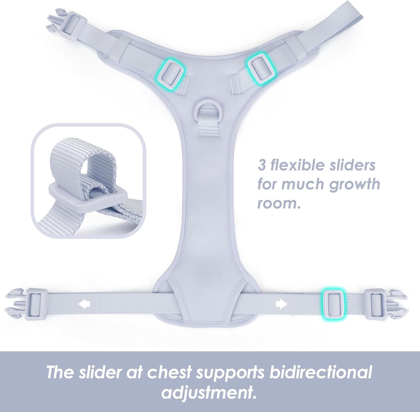 No Pull Dog Harness, Puppy Vest with Front Clip for Small Medium Large Sized Dog(Light Blue,XL)