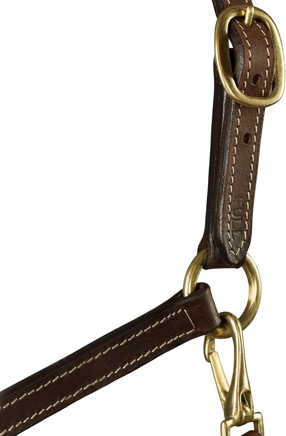 HORZE Fremont Soft Synthetic Leather Horse Halter - Fully Adjustable Halter with Brass Hardware & Contrast Stitching - Brown (Shetland)