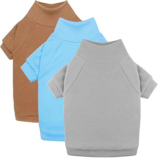 3 Pack Dog Sweaters for Large Dogs, Fleece Dog Sweater Large Pet Clothes Turtleneck Soft Warm Pet Sweatshirt Boy Girl(Gray+Blue+Coffee,L)