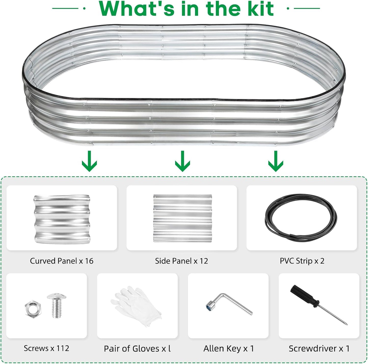 JERIA 2 Pcs 6×3×1ft Oval Raised Garden Bed,Galvanized Raised Garden Bed Kit Outdoor Metal Gardening Planter Box for Vegetable, Fruits, Flower，Herbs