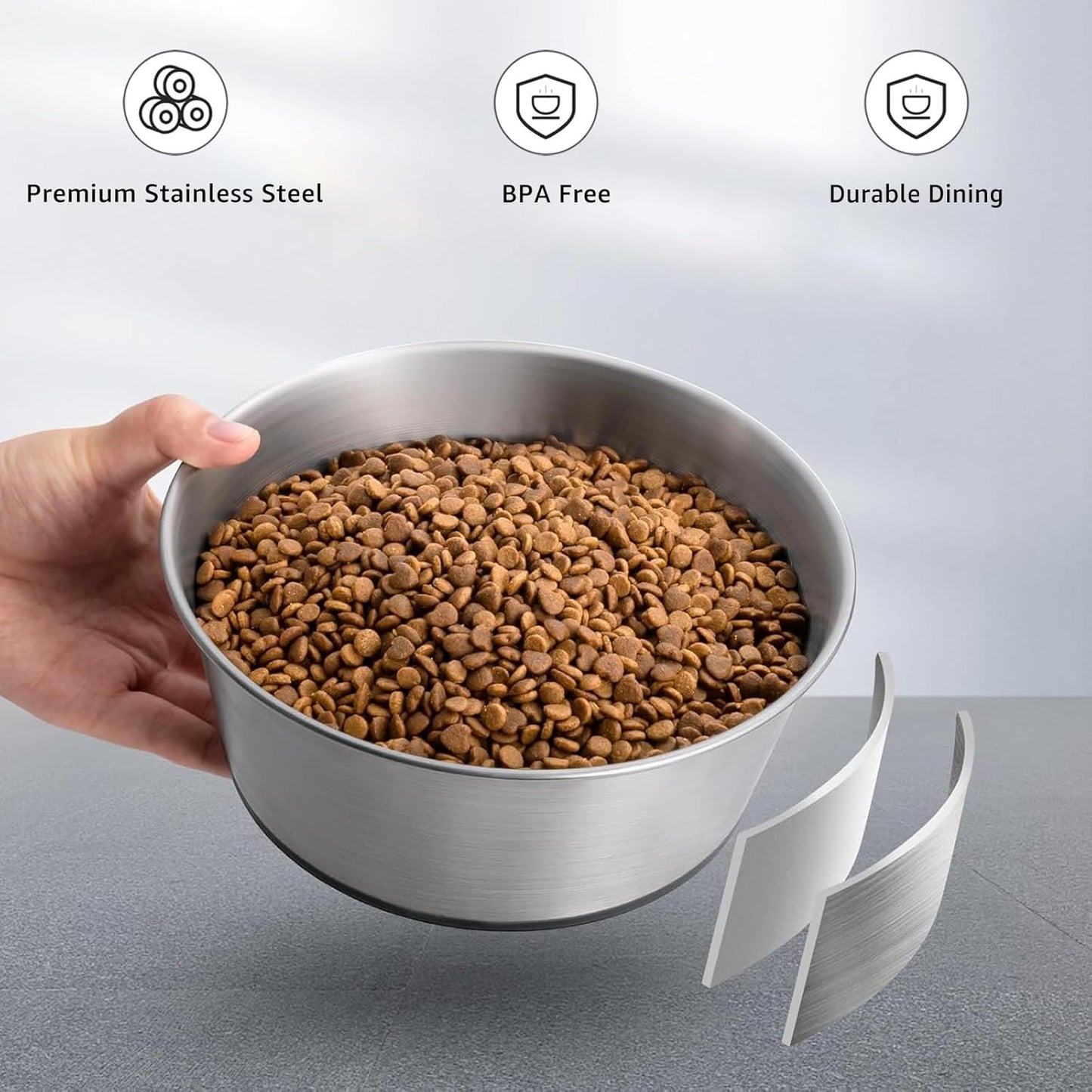 YINGFAN Stainless Steel Dog Bowls, 2 Pack Metal Dog Bowls with Non-Slip Rubber Base, Durable Food and Water Bowl for Small, Medium Dogs, Holds 3 Cups, BPA-Free, Dishwasher Safe (Black)