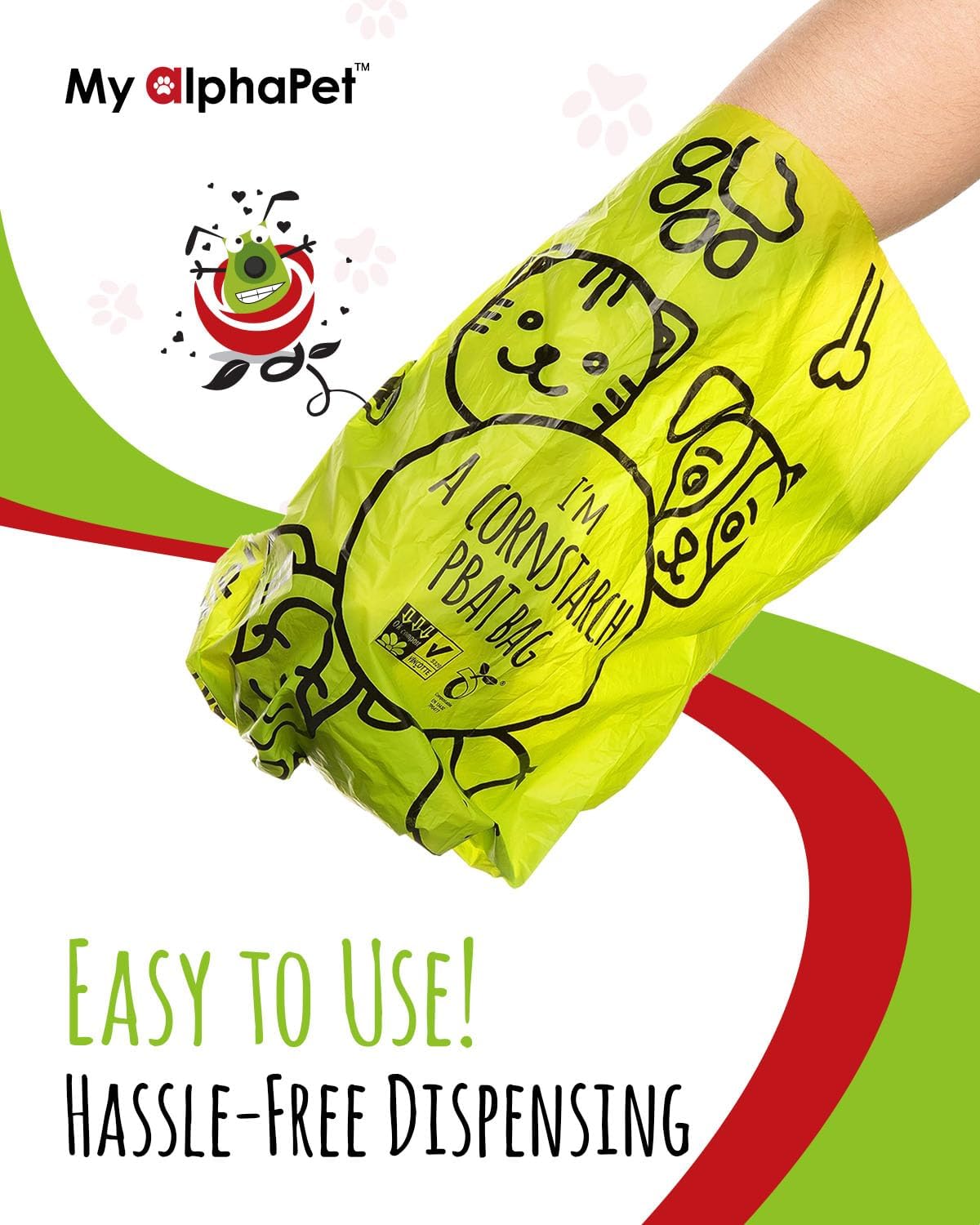 Compostable Dog Poop Bags, Cornstarch Eco-Friendly, HOME COMPOST NF T 51-800, 240 Count, Large Size Bag 9x13 Inches, 16 Unscented Refill Rolls, Leak-proof, Plantbased, GM-Free Corn (Green)